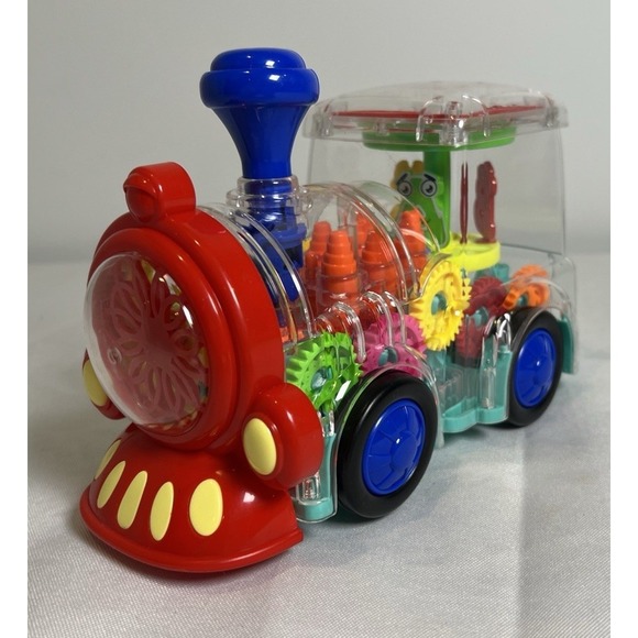 Light Up Moving Train Toy W Sound Electric Transparent Gear Sensory Tested Works - Picture 2 of 12